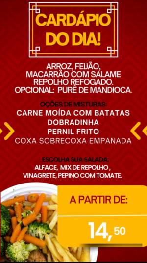 Cardápio de marmita da quinta feira em bauru em Bauru SP