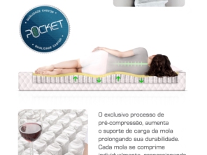 Única fabricante brasileira autorizada a utilizar a patente Pocket System! Molas em formato barril, temperadas eletronicamente, sem nós, ensacadas individualmente em resistente tela de polipropileno, comprimidas e montadas eletronicamente com sistema de colagem Hot Melt.