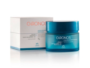 Chronos Acqua Biohidratante promove recarga instantânea de hidratação e estimula a pele a se auto hidratar de forma inteligente. Sua fórmula acqua é leve, refrescante, ultra hidratante e penetra rapidamente na pele, com sua tecnologia de hidratação ativa, prebiótica e inteligente, que ativa os 5 mecanismos de auto hidratação da pele, mantendo o equilíbrio da microbiota e reparando os níveis de hidratação de acordo com a necessidade de cada região do rosto.