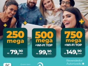 • Internet ILIMITADA - 100% fibra ótica • INSTALAÇÃO GRÁTIS para contrato de 1 ano • Links redundantes: se um cair, outro entra no lugar rapidinho pra você não ficar sem internet • Mais velocidade ainda com servidores internos do YouTube, Netflix, Facebook e Google. • Suporte 24hrs • Valor real da mensalidade com reajuste anual pelo IGP-DI • Análise de crédito FLEXIBILIZADA
