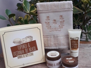 Kit sabonete cremoso, óleo em creme e creme esfoliante de cupuaçu e castanha do Brasil