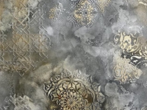 Arte rústica com massa para efeitos e stencil