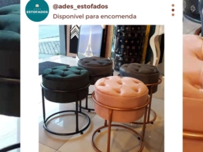 Puff argola captone tecido veludo