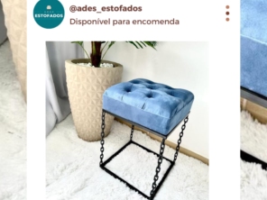 Puff modelo corrente estofado captone tecido veludo.