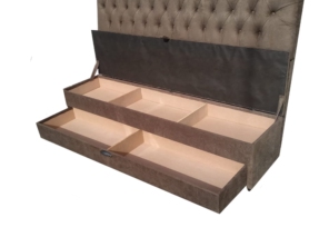 Kit sapateira baú com gaveta+ cabeceira tecido Suede modo captone