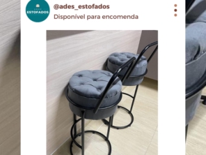 Banqueta alta redonda captone veludo