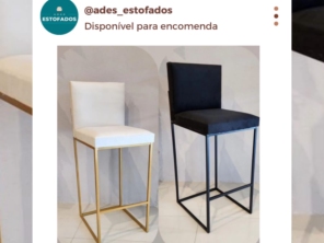 Banqueta alta confort em encosto tecido veludo
