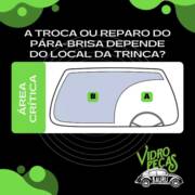 A troca ou reparo do pára-brisa depende do local da trinca?