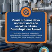 Quais critérios devo analisar antes de escolher a Leão Desentupidora Avaré?