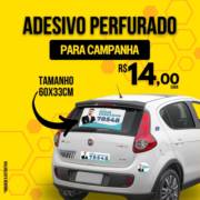 Adesivo perfurado para campanha eleitoral.