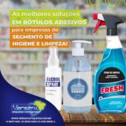 Você sabia que trabalhamos com uma linha de rótulos autoadesivos feitos especialmente para produtos de limpeza e higiene?
