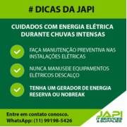 DICA DA JAPI - CUIDADOS COM ENERGIA ELÉTRICA DURANTE CHUVAS INTENSAS