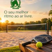 Aqui, a raquete também entra no clima do lazer!