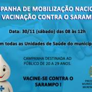 Campanha de Mobilização Nacional de Vacinação contra o sarampo ocorrerá neste sábado