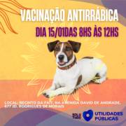 VACINAÇÃO ANTIRRÁBICA 15/01 DAS 8HS AS 12HS NA FAIT