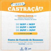 Prefeitura realizará 2°Circuito de castração de cães e gatos Topolândia.