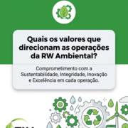 Quais os valores que direcionam as operações da RW Ambiental?