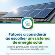 Fatores a considerar ao escolher um sistema de energia solar