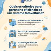Quais os critérios para garantir a eficiência de um sistema fotovoltaico?