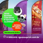 Windbanner com base e haste de alúmínio
