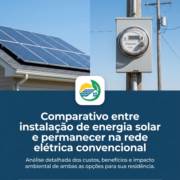 Comparativo entre instalação de energia solar e permanecer na rede elétrica convencional