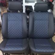 Bancos do fusca, preto c/diamantado azul caneta couro curvin