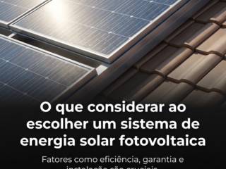 O que considerar ao escolher um sistema de energia solar fotovoltaica
