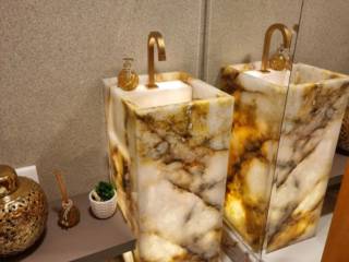 Conheça o nosso belíssimo lavabo em onix natural