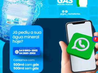 Hidrate-se com água de qualidade, peça já a sua água mineral com o Gás Rocha Farias em Mineiros!
