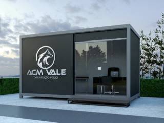 Escritório modular pronto! Com toda comunicação visual pronto para operar e pode ser transportado para qualquer lugar como stand de vendas e negócios