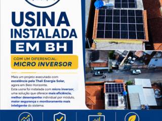 Usina solar com microinversor instalada em Belo Horizonte