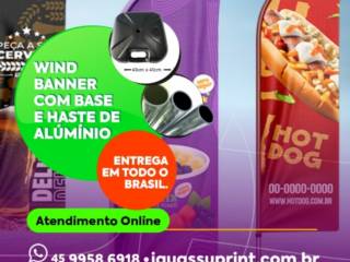 Windbanner com base e haste de alúmínio
