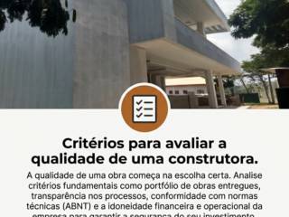 Critérios para avaliar a qualidade de uma construtora