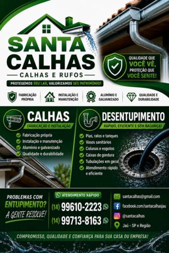 Precisou de calhas ou serviços de desentupimento em Jaú? Conte com a Santa Calhas!