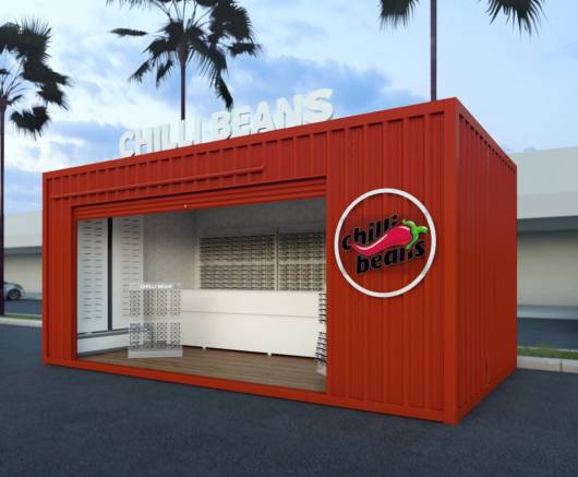 Loja modular estilo container pronta para inauguração e pode ser transportada para qualquer local