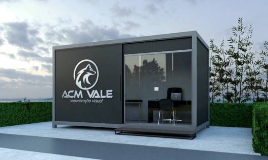 Escritório modular pronto! Com toda comunicação visual pronto para operar e pode ser transportado para qualquer lugar como stand de vendas e negócios