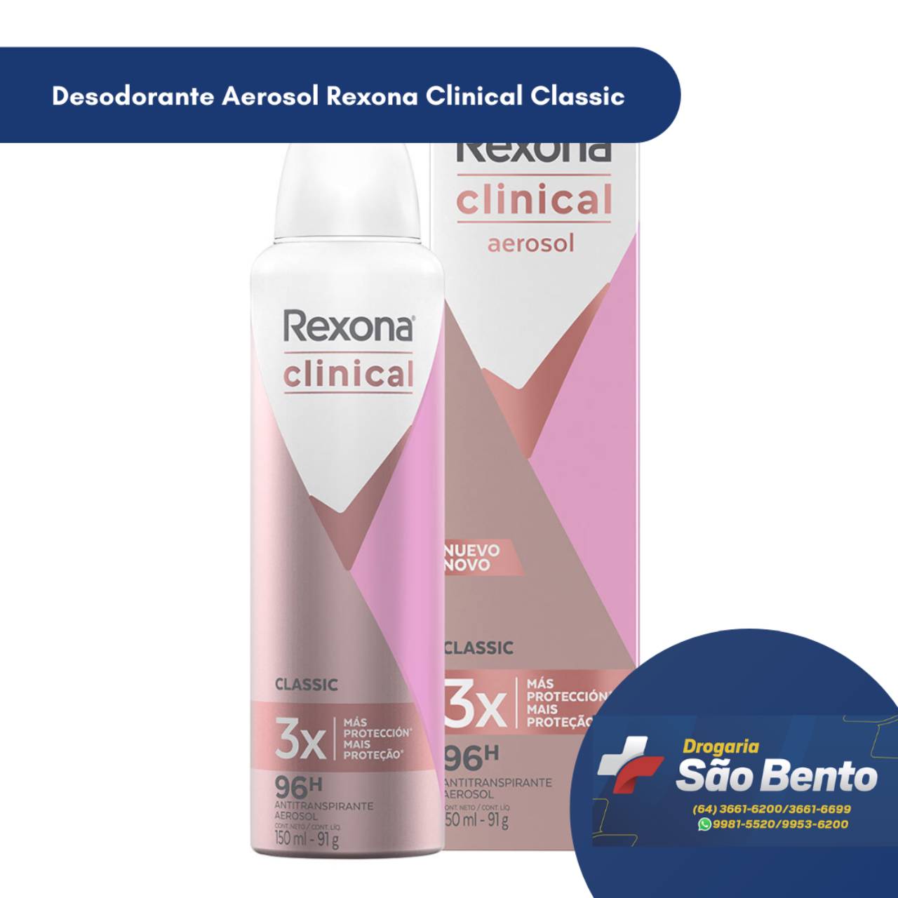 Comprar Desodorante Aerosol Rexona Clinical Classic 91g