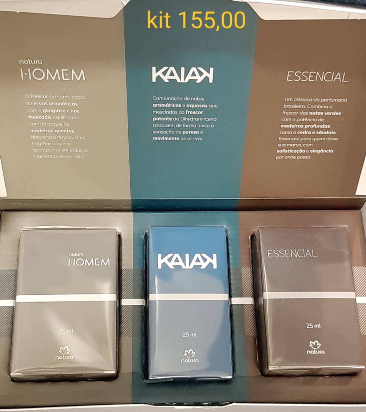 Kit perfumes: natura homem, kaiak e natura essencial 25ml em Bauru, SP |  Classificados - Solutudo