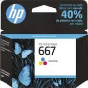 Cartucho HP 667 Colorido Original (3YM78AB) Para HP DeskJet Ink Advantage 2376, 2776, 6476, HP667, CARTUCHO667
