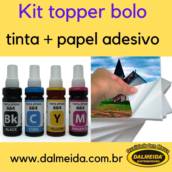 KIT TOPPER BOLO TINTA MAIS PAPEL ADESIVO PARA DECORAÇÃO, RÓTULOS,ETIQUETAS ETC..