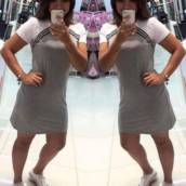 Vestido de Malha c/ Galão (Disponível na Cor Azul Marinho com Branco e Tamanho: 44/46)