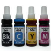 TINTA EPSON 664 KIT 100 ML CADA COR PARA 644 664 L-355, L-365, L-375, L-455, L-555, L-200 L200, L220 L-220, L110 L-110, L210 L-210, L565 L-565, L575 L-575, L1300 L-1300, L475 L-475, L395 L-395, L49