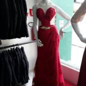 Vestido vermelho queimado renda (confecção)
