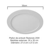 Luminária Plafon 25w LED Embutir Branco Frio 6500k / Branco Quente 3000k