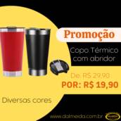 Copo Termico 500ml Aço Inox C/ Tampa E Abridor de garrafa