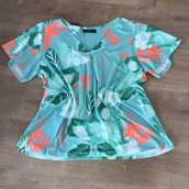 Blusa Floral Verde Água