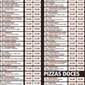 Cardápio pizzas doces