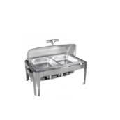 Rechaud de Inox Retangular com 2 Cubas