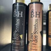 escova progressiva, com efeito espelhado, liso dos sonhos da linha BH