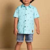 Camisa social milon azul HOMINHO